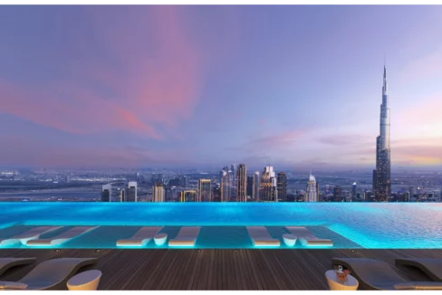 Trump_Tower_Dubai_residences_pool_night